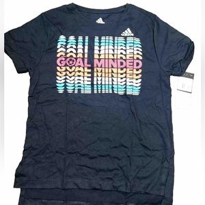 NWT Adidas Girls T-Shirt, Medium 10-12, Goal Minded Positive T